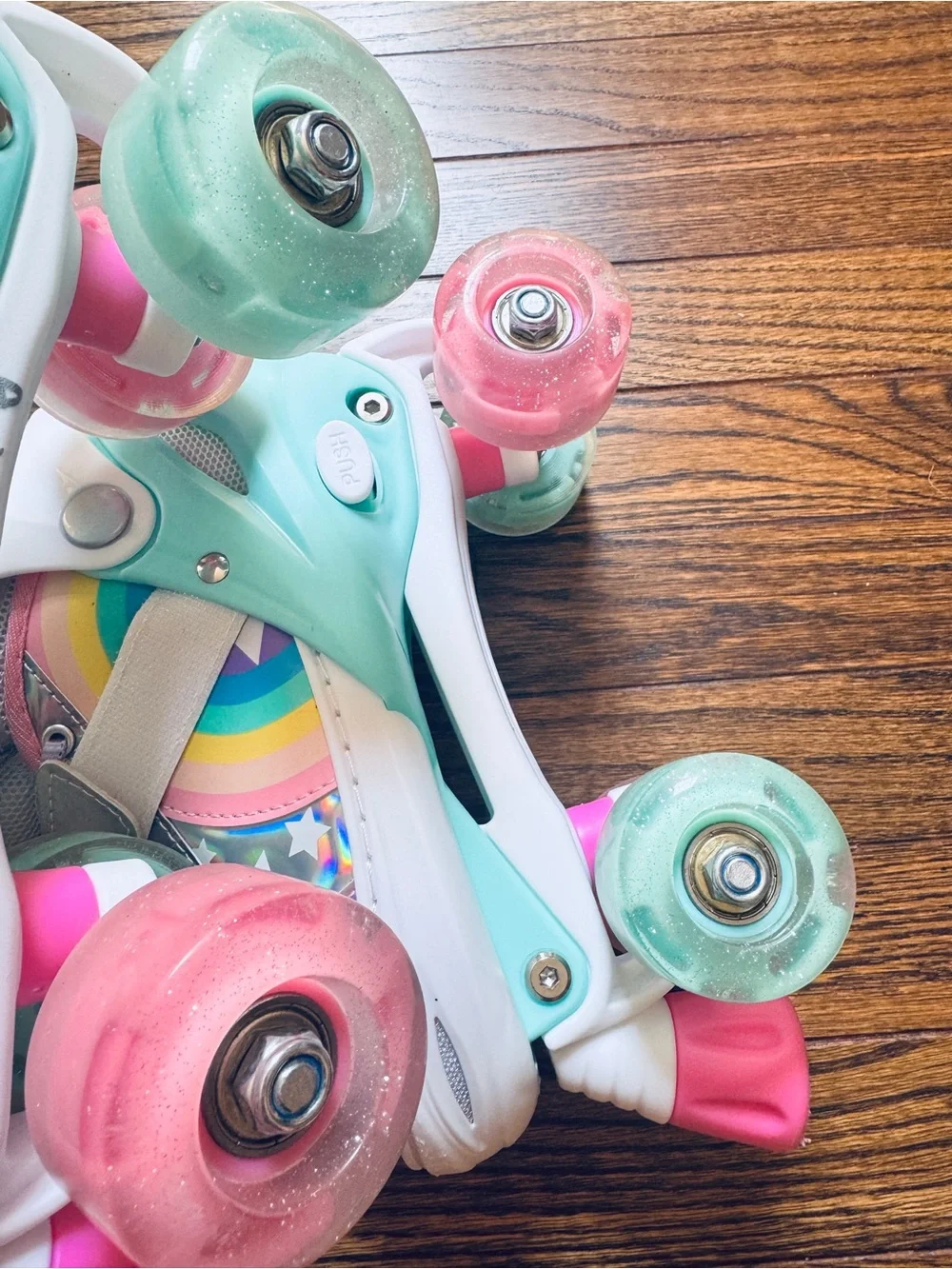 Girls' Roller Skates - Purple & Turquoise Rainbow
